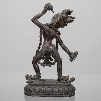 SKULPTUR, patinerad mässing, Tibet 1900-talets senare hälft.