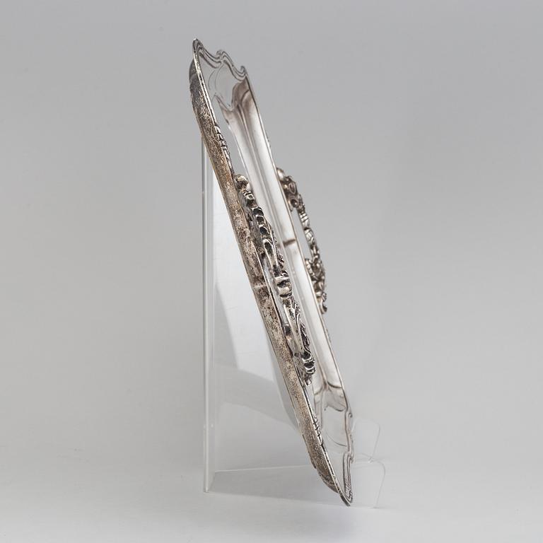 A Russian silver tray, marked Nichols & Plinke, St. Petersburg 1838.