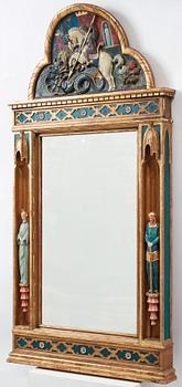 Gisela Trapp, in the manner of, a carved and painted wall mirror, ca 1900.