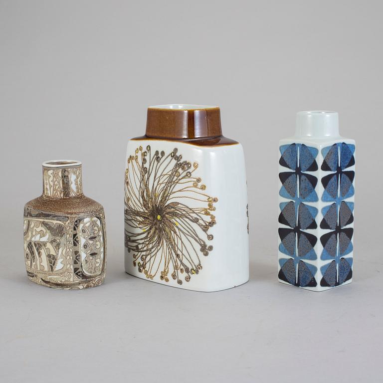 VASER, 3 st, flintgods. Ellen Malmer och Niels Thorson, 1960-/70-tal.