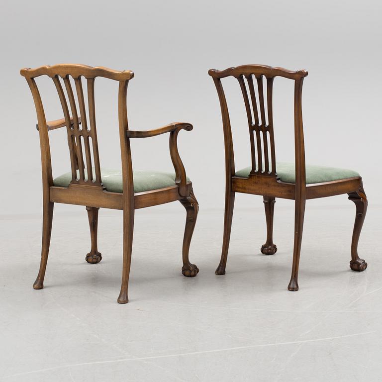 A late 20th century 10 piece Chippendale dining group.