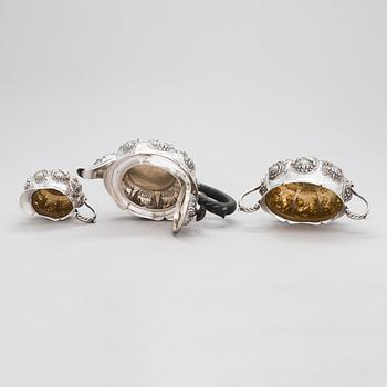 William Comyns & Sons, teekalusto, 3 osaa, sterlinghopeaa, Lontoo 1892.