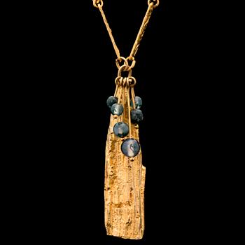 A BJÖRN WECKSTRÖM NECKLACE, "Kultapuu", 14K kultaa, moss agate. Lapponia 1970.