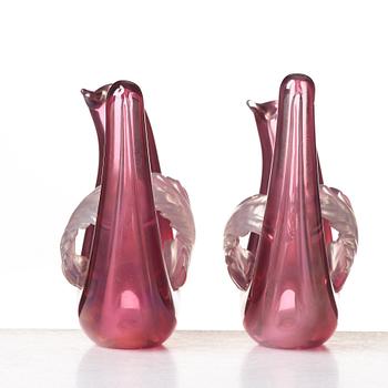 Tyra Lundgren, a set of two glass dove sculptures model "10627", Venini, Murano, Italy, post 1938.