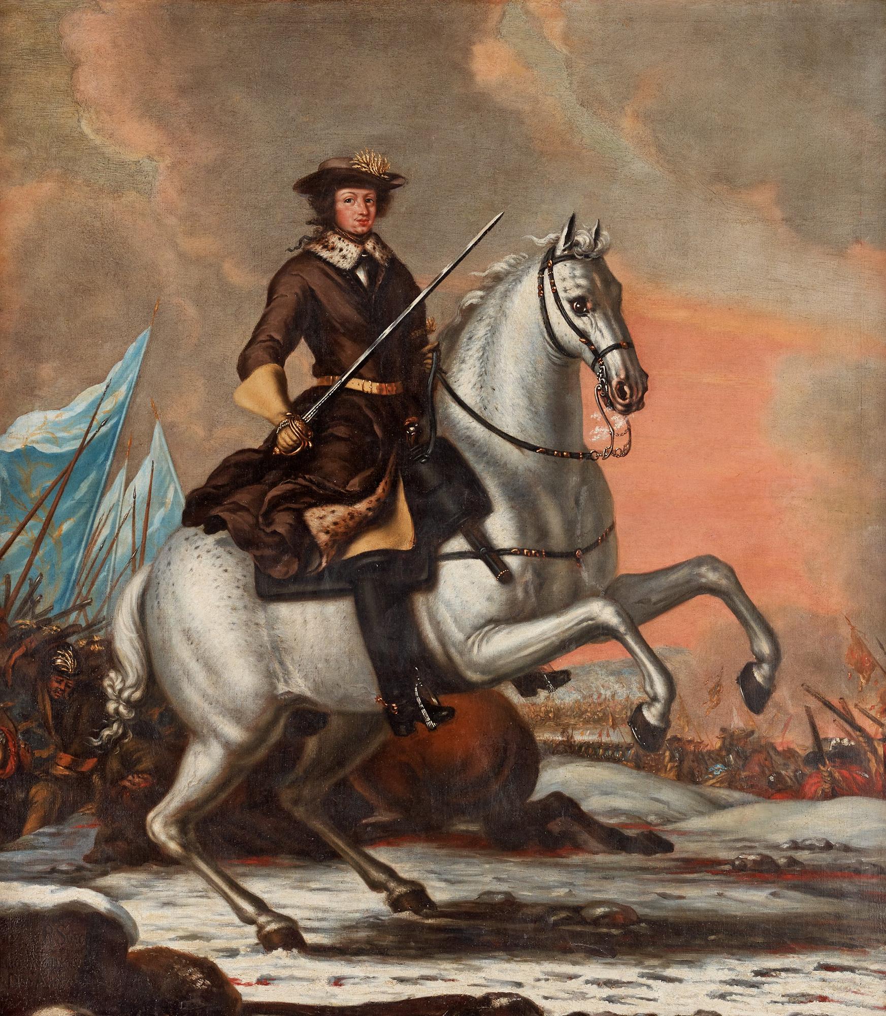 David Klöcker Ehrenstrahl His studio, King Charles XI (1655-1697) at the battle of Lund 1676.