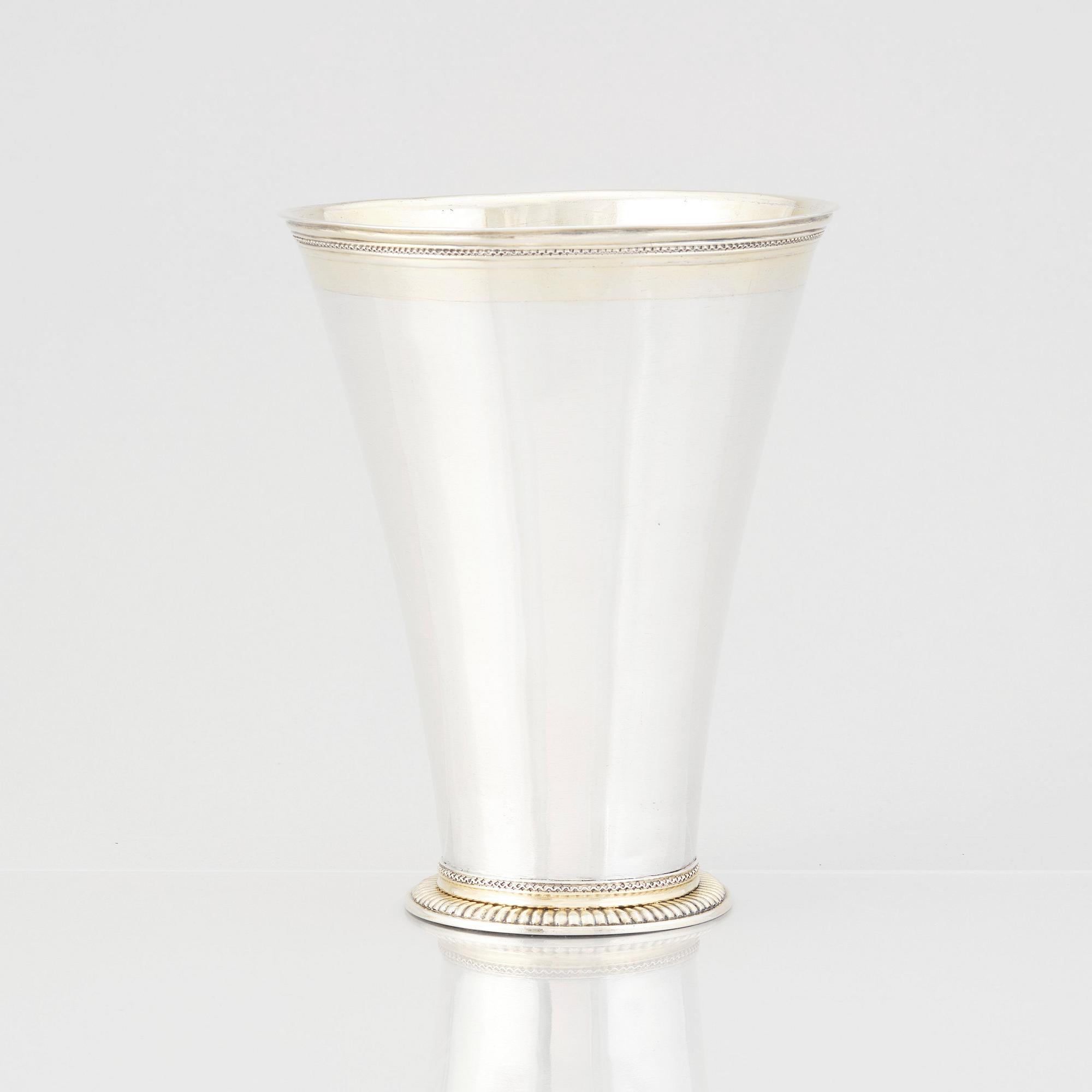 A Swedish 18th Century parcel-gilt silver beaker, mark of Gustaf Stafhell, Stockholm 1742.