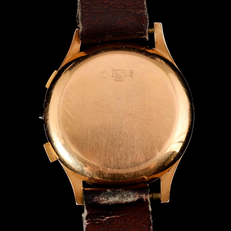 ARMBANDSUR, 18k guld, Chronographe Suisse, 1900-talets mitt.