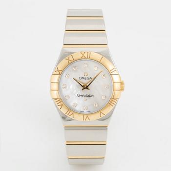 Omega, Constellation, "mother-of-pearl diamond-set dial", wristwatch, 27 mm.