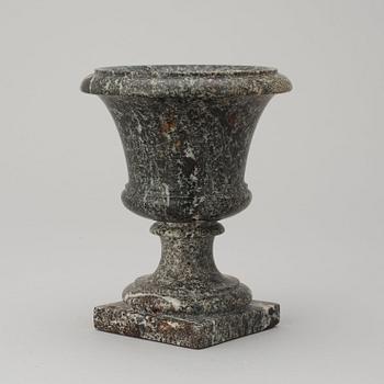 A Swedish Empire 19th century green marble urn.