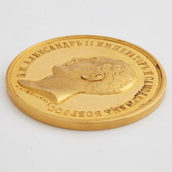 MEDALJ, Alexander II (1855-1881). Belöningsmedalj i guld, av V. Alexeev för Immanuel Nobel dy 1853.