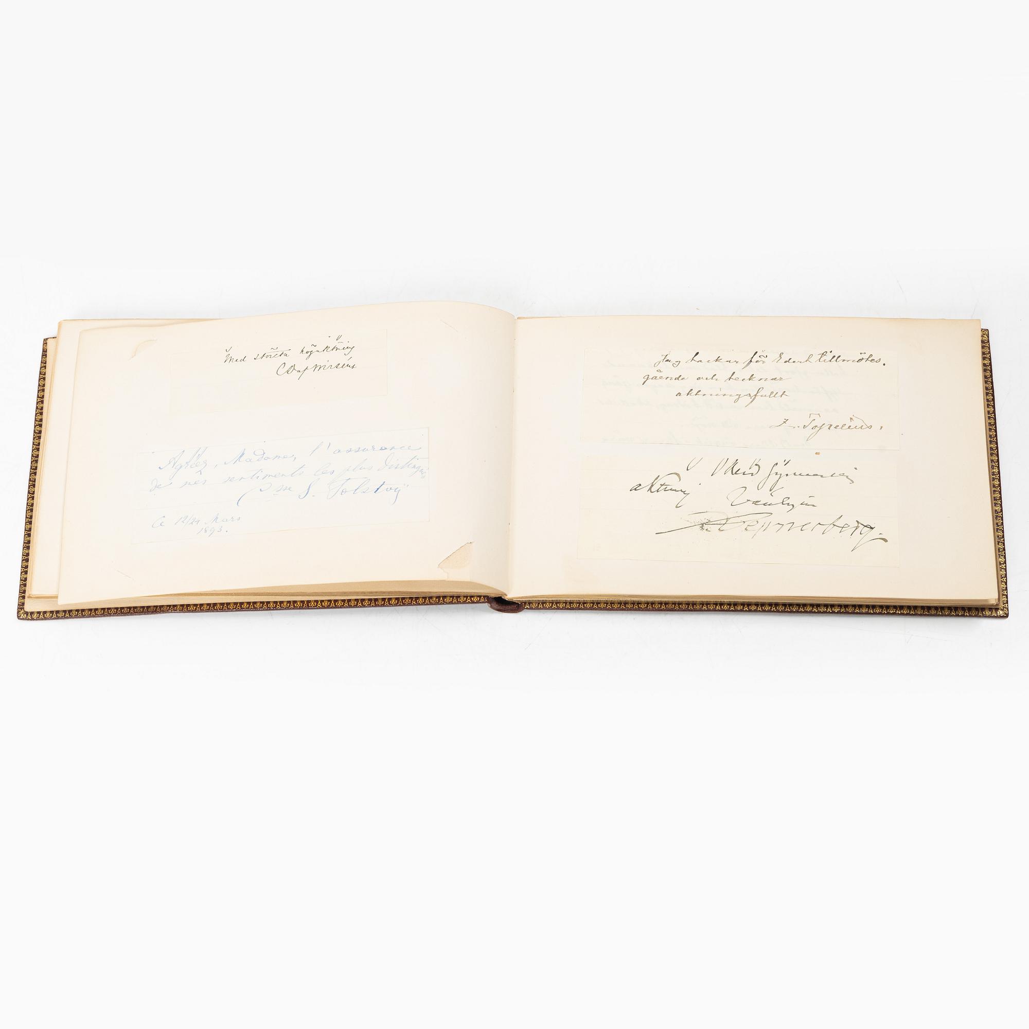 Album with among other things 16 pieces of watercolours and drawings by Swedish artists.