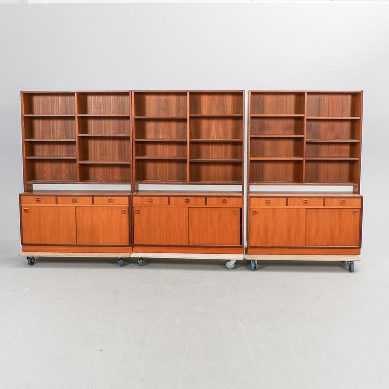 A three pcs teak 1960s book shelves.