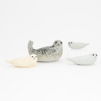 Lisa Larson, figuriner, 4 st, stengods, Gustavsberg.