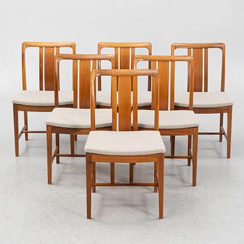 SIx walnut chairs from Linde Nilsson, 1960s.