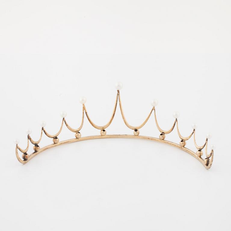 A cultured pearl tiara by Ceson, Göteborg, 1959.