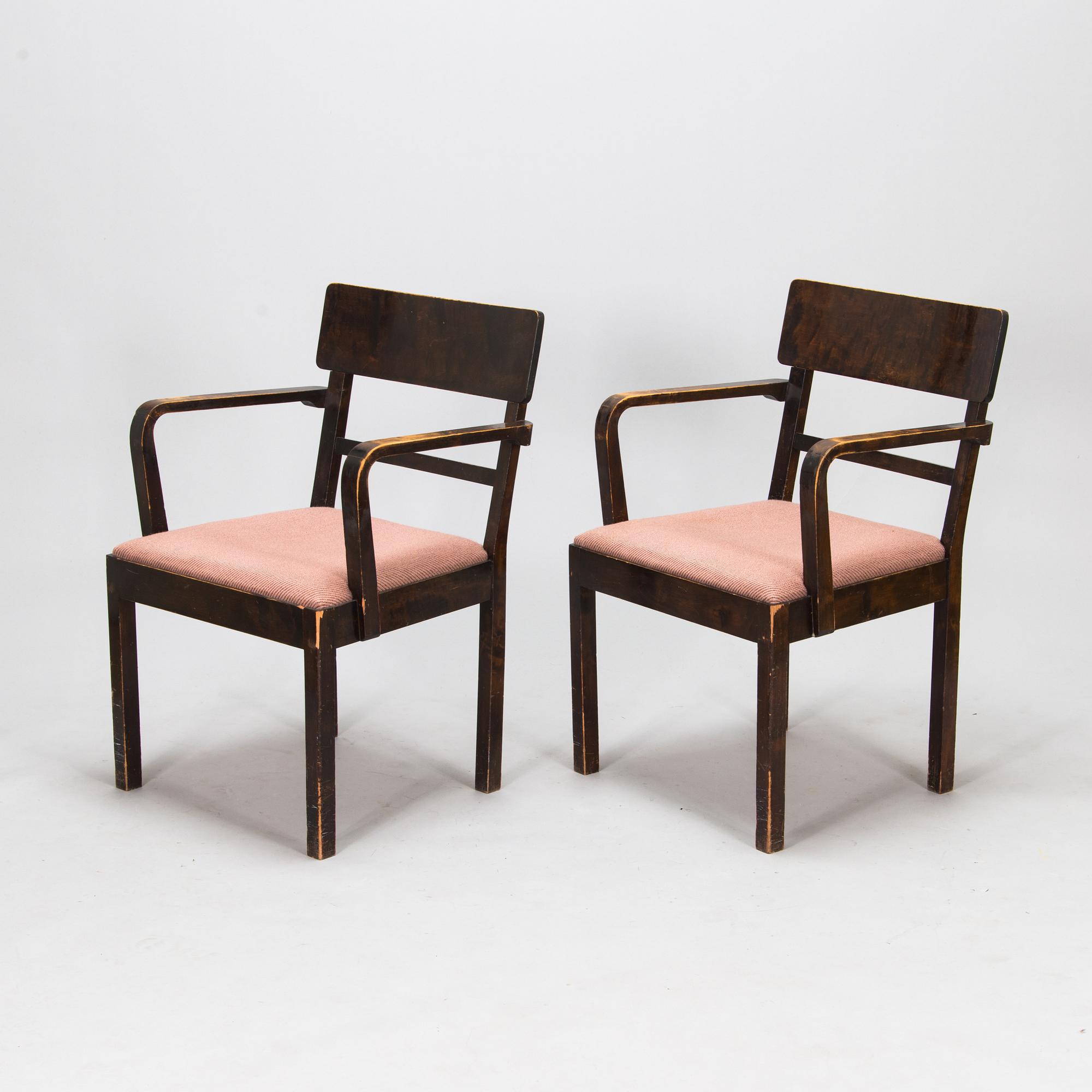 A set of six 1930's armchairs.