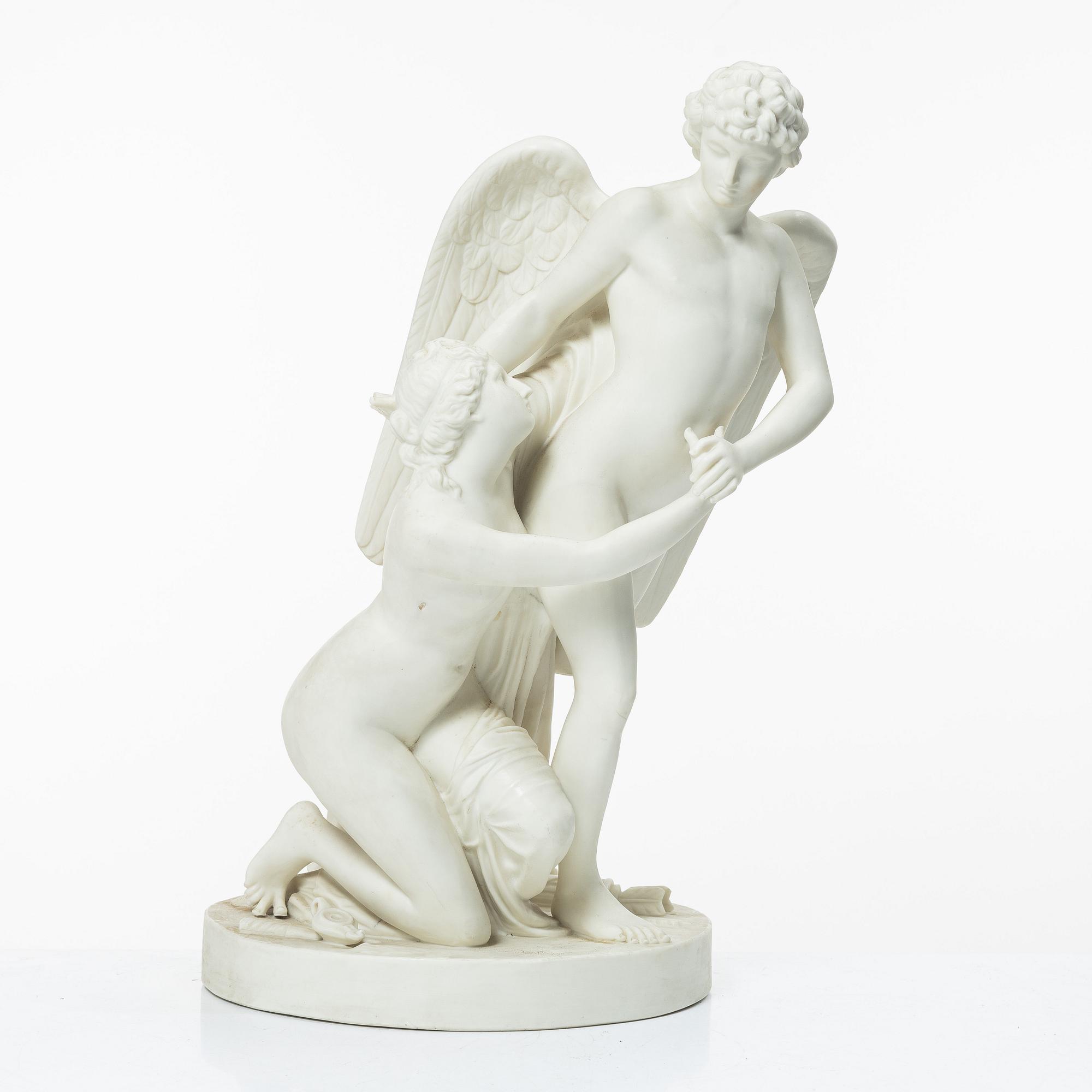 Johan Tobias Sergel, after, "Amor and Psyche", figurine, parian, early 20th century.