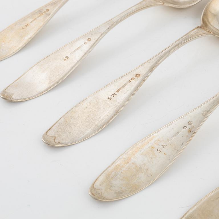 A set of five silver dining spoons, mark of Bengt Tornberg, Linköping 1828.