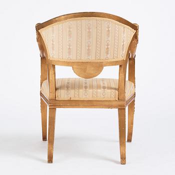 A Royal Swedish empire armchair attributed to N C Salton (master 1817-29).