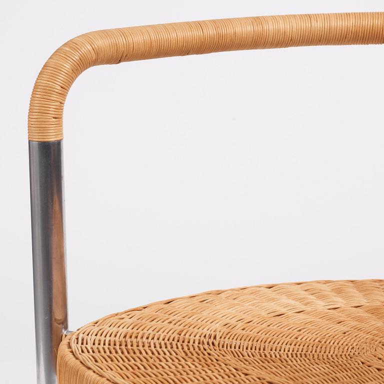 Poul Kjaerholm, a steel and rattan 'PK12' chair, E Kold Christensen, Denmark, early 1960s.