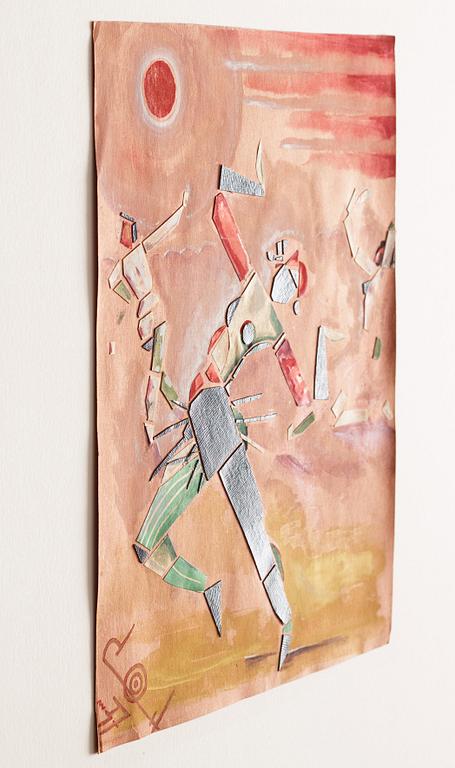 CO Hultén, gouache and collage on paper, signed with monogram and dated -37.