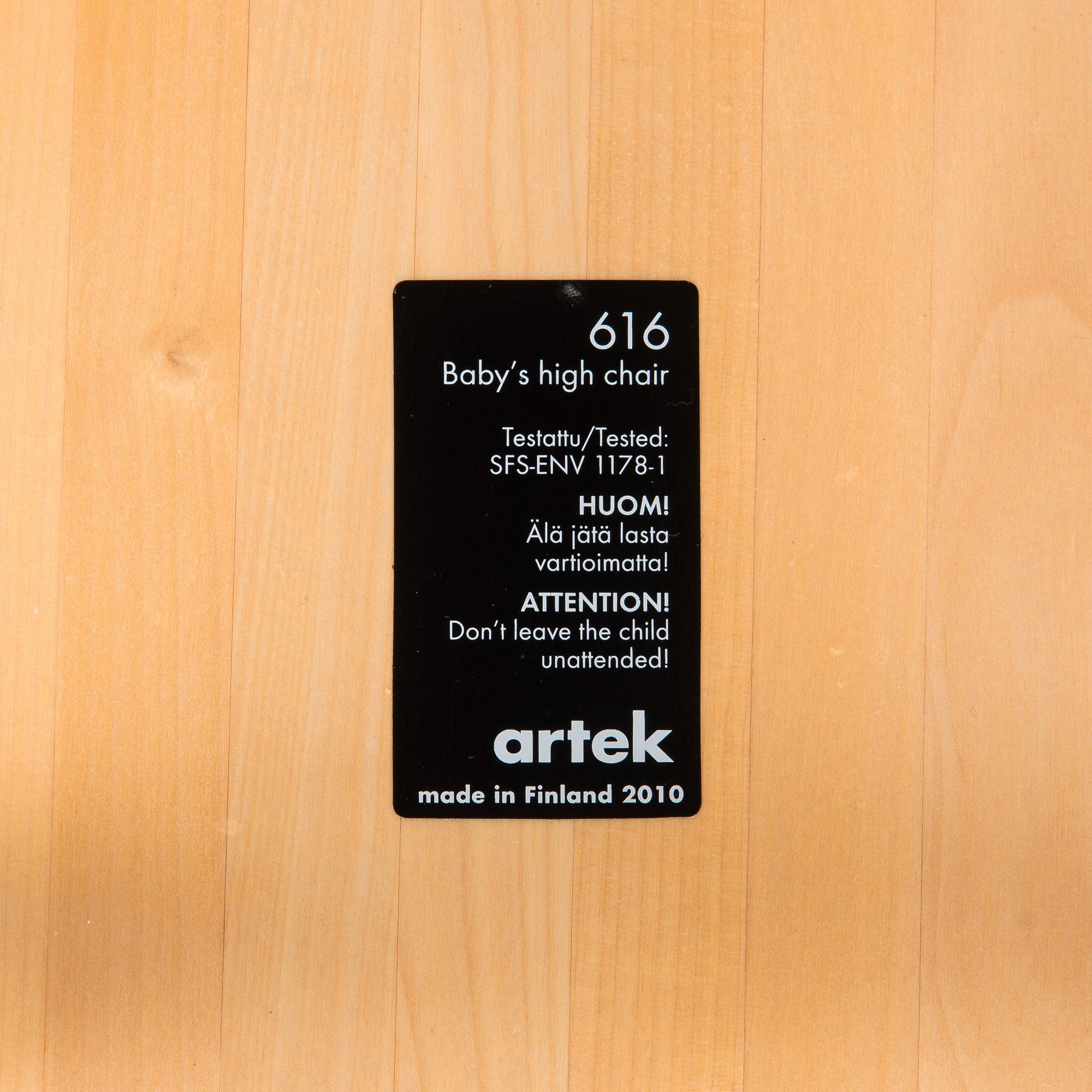 Ben af Schultén, a 'Baby's high chair' 616 for Artek 2010.