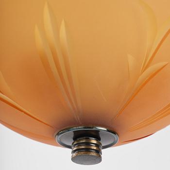 Edward Hald, a pair of ceiling lamps, Orrefors, 1930s.