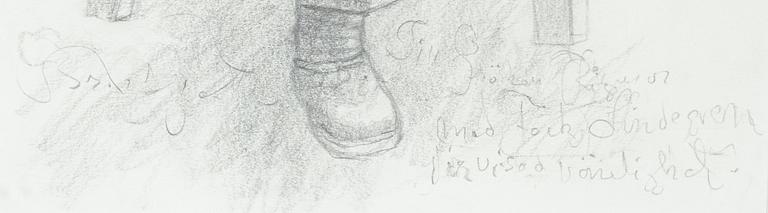 Bror Hjorth, pencil drawing, signed Bror Hjort.