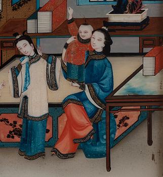 A Chinese reverse glass painting, circa 1800.
