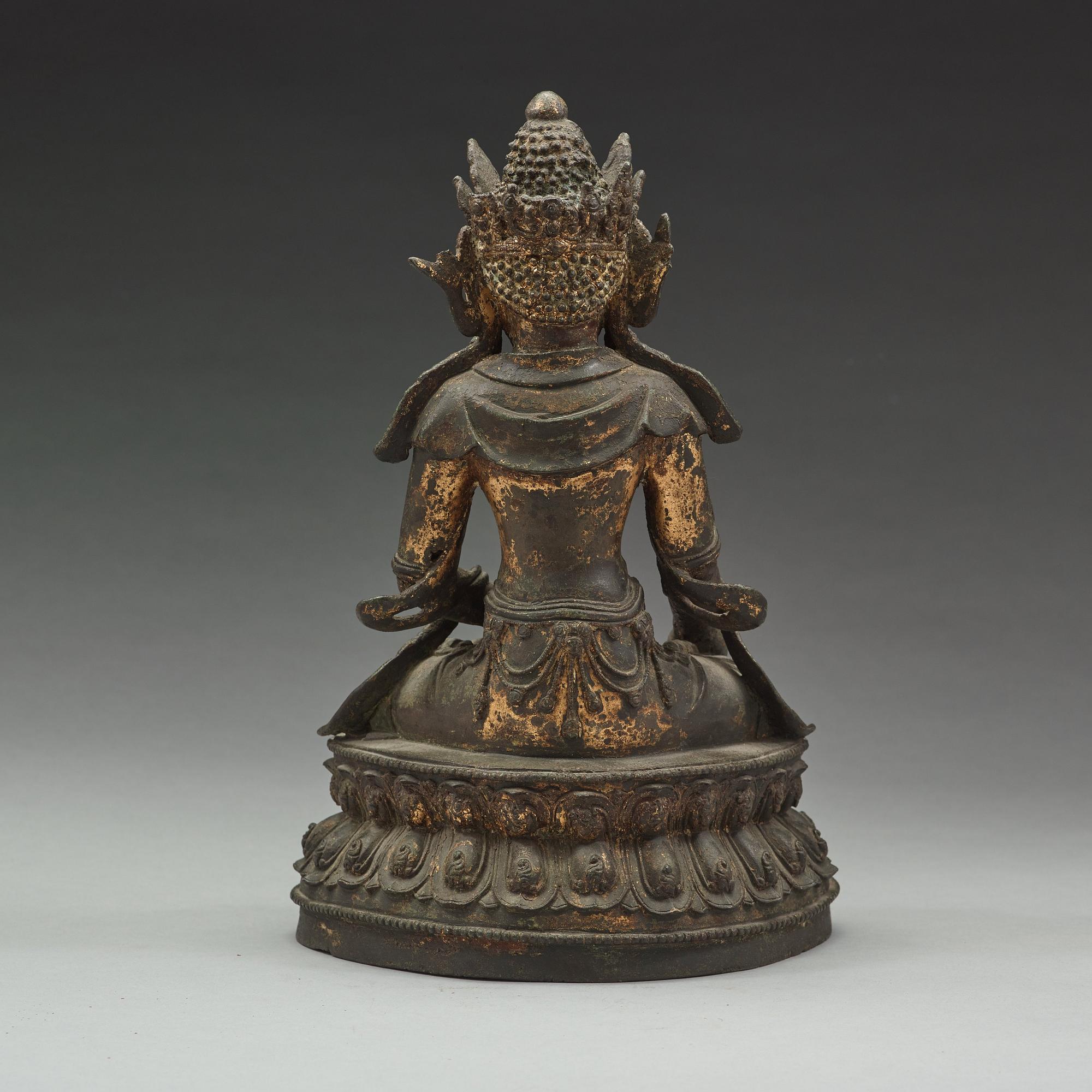 A large bronze figure of bodhisattva, Ming dynasty, 15th Century.