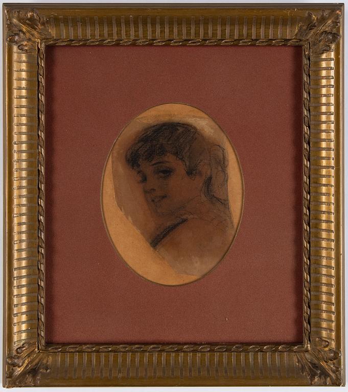 Anders Zorn, kolteckning, signerad med blyerts, troligen utförd omkring 1879.