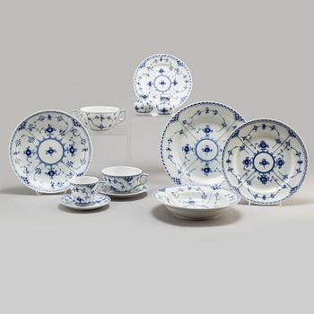 A 84 piece 'Musselmalet' porcelain service, Royal Copenhagen, Denmark, second hal fof the 20th century.