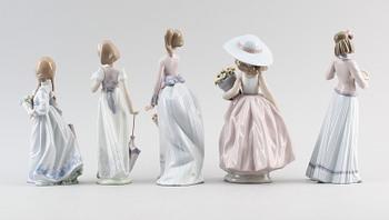 FIGURER, 5 st, porslin, Lladro, Spanien.