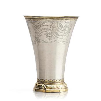 274. A Swedish 18th century parcel-gilt silver beaker, mark of Jakob Lampa, Stockholm 1769.