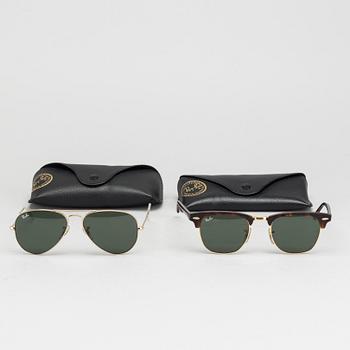 RAY BAN, "Aviator" and "Clubmaster", sunglasses, two pairs.