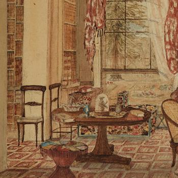 Maria Elisabeth Augusta (Lily) Cartwright, Biblioteket på Aynhoe Park.