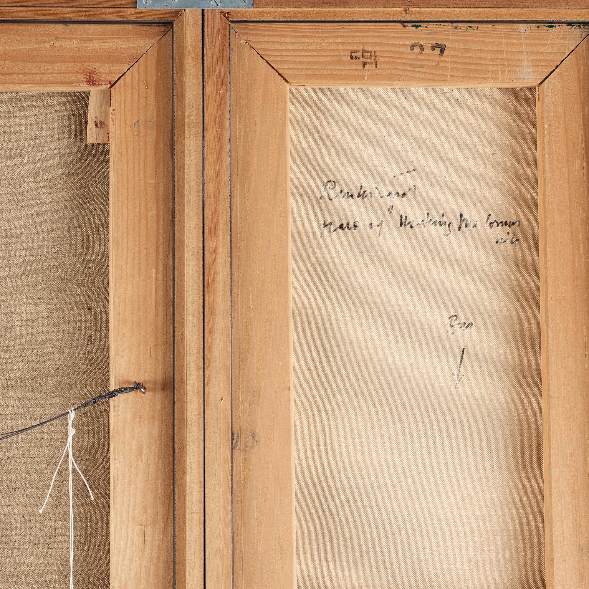 CARL FREDRIK REUTERSWÄRD, triptych, enamel on canvas, signed Reuterswärd, dated 1982 on verso.
