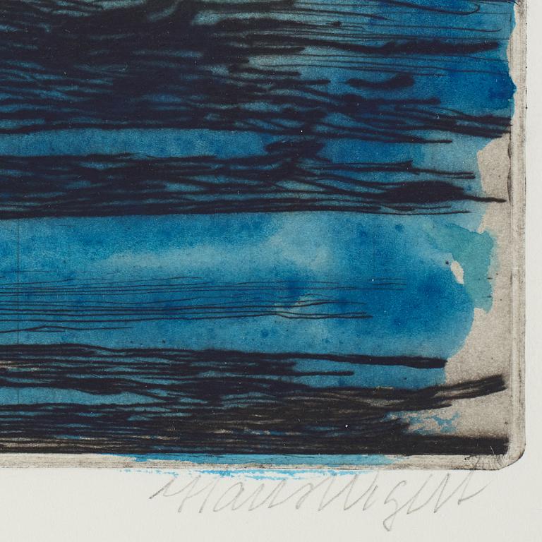 Hans Wigert, etching with watercolour, signed.