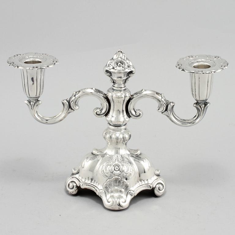 KANDELABER, silver C.G. Hallberg 1950-tal. Vikt 605 g.