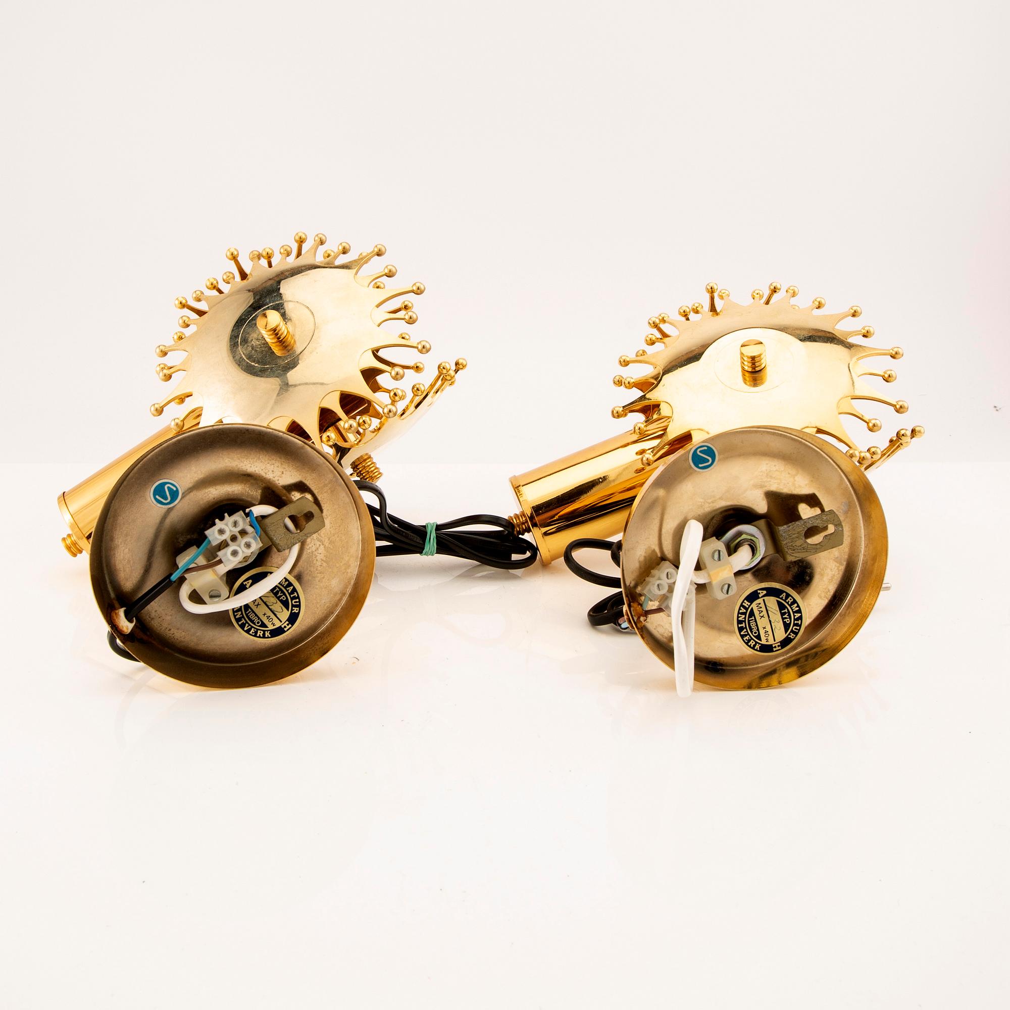 Wall lamps, a pair Tibro late 20th century.