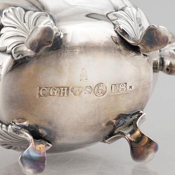 A three piece silver coffee set, mark of CG Hallberg, Stockholm 1944-1946.