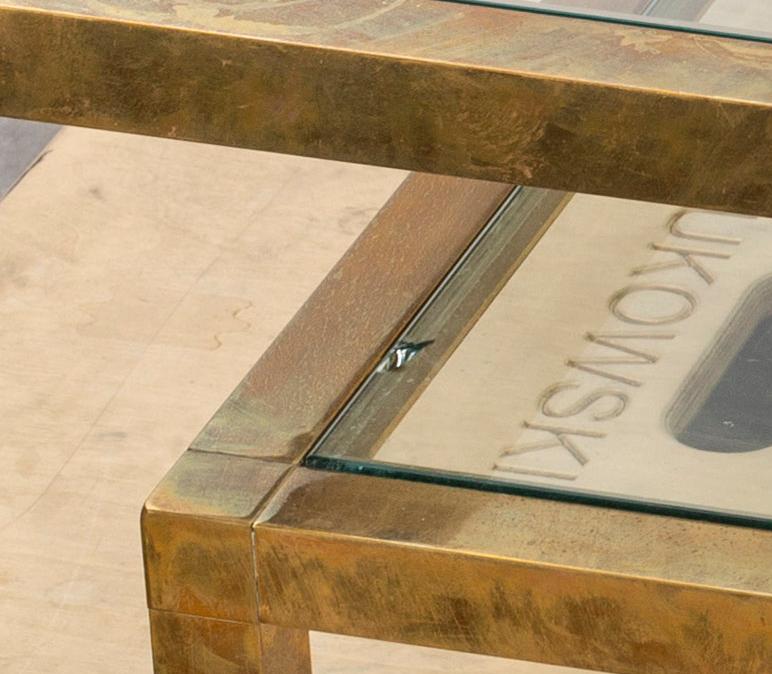 SOFFBORD, glas och mässing, Italien, 1900-talets andra hälft.