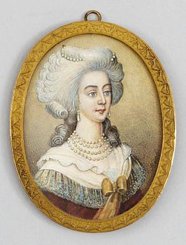 441. Georg Raab Hans art, Damporträtt, enl uppgift föreställande Marie Antoinette.