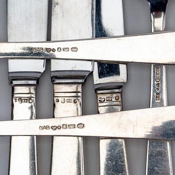 A Swedish 20th century set of 86 silver cutlery mark of Jacob Ängman GAB Stockholm 1950/60s total weight 3040 grams.
