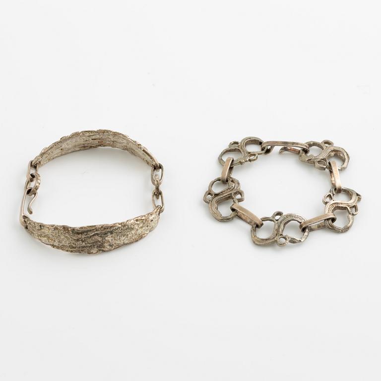 Lars Arby, two bracelets, sterling silver, Gothenburg 1982.
