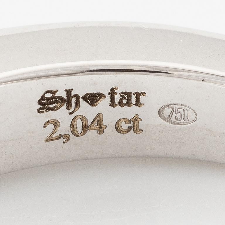 Half eternity ring in 18K white gold set with brilliant-cut diamonds.