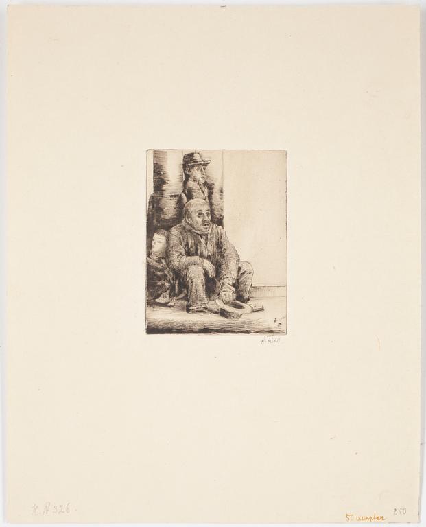 AXEL FRIDELL, torrnål, London 1933, signerad.