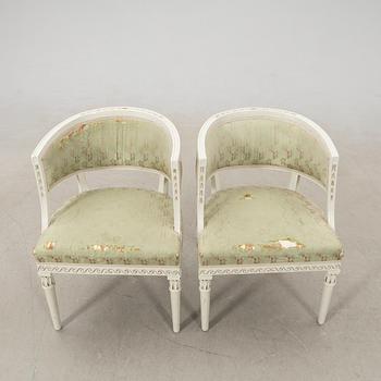 A pair of armchairs signed ESS, Sengustavian, Lindome works.