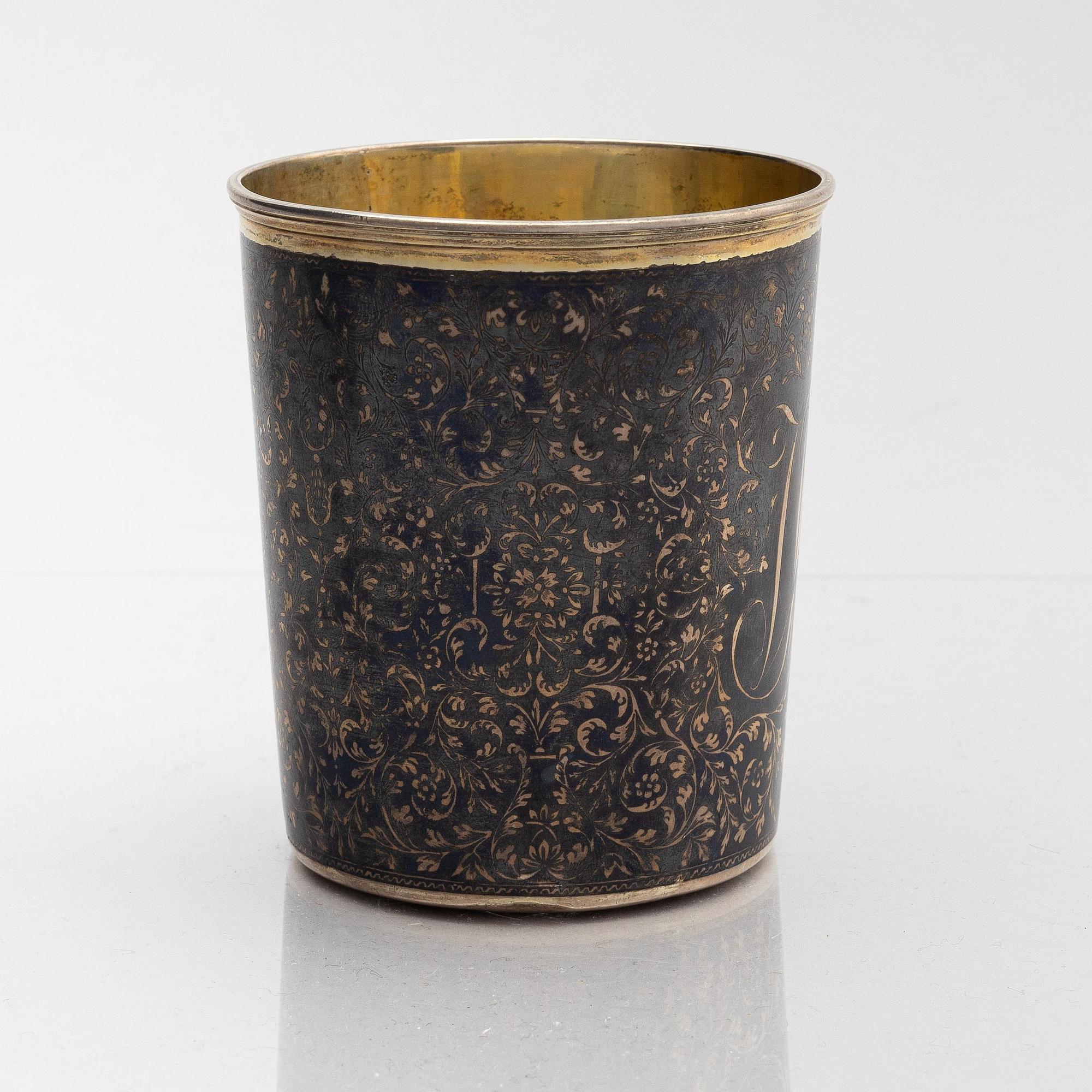 A Russian silver beaker, unidentified maker's mark, assay master Nicholai Bubrovin, Moscow 1829.
