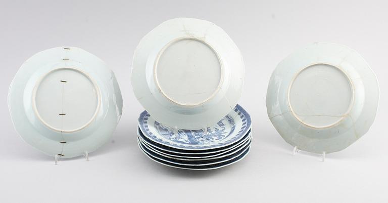 TALLRIKAR, 9 st, porslin, Kina, 1700-/1800-tal.